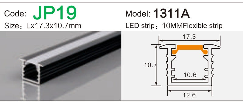 Alluminu 1311A LED Aluminum Profile 17.3x10.7mm