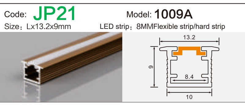 Alluminu 1009A LED Aluminum Profile 13.2x9mm