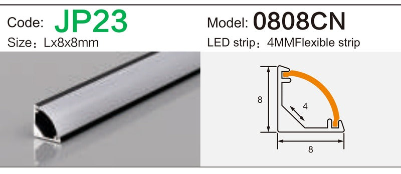 Alluminu 0808CN LED Aluminum Profile 8x8mm