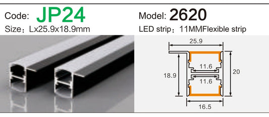 Alluminu 2620 LED Aluminum Profile 25.9x18.9mm