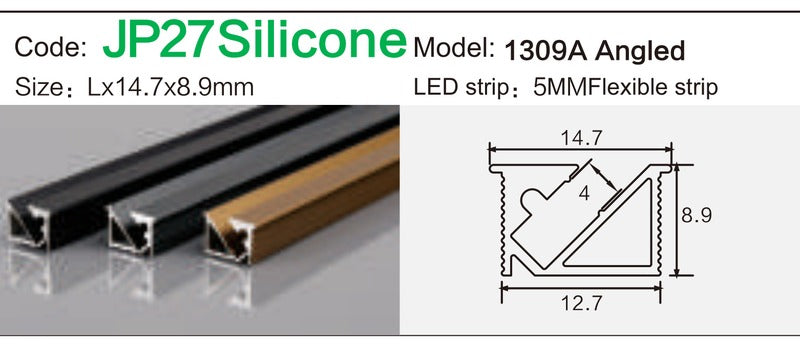 Alluminu 1309A Angled LED Aluminum Profile 14.7x8.9mm