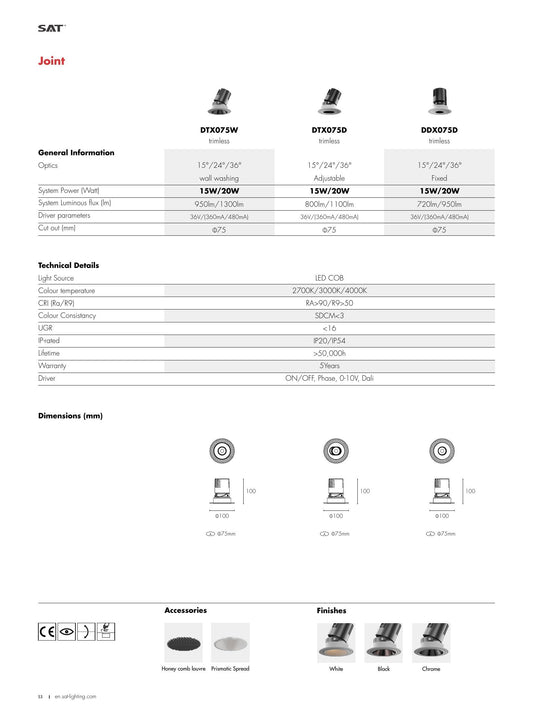 Joint Trimless Fixed 15/20W - SAT Lighting