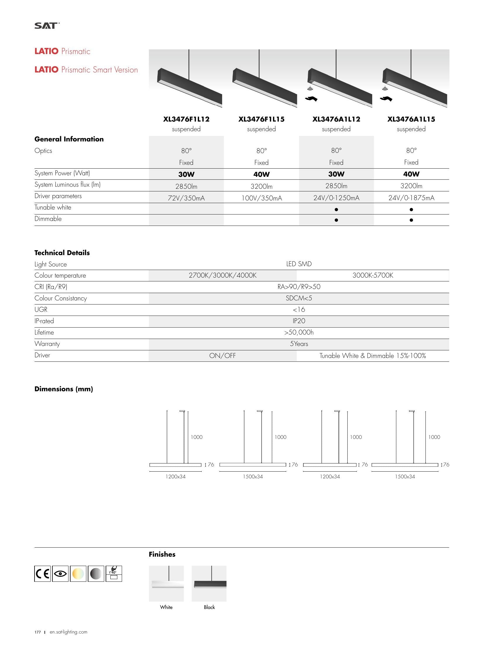 Latio LATIO Prismatic Smart 40W 1500mm - SAT Lighting