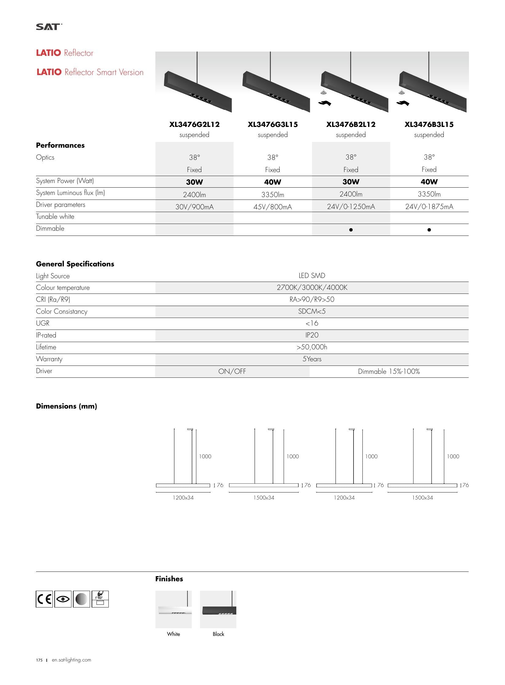 Latio LATIO Reflector Smart 40W 1500mm - SAT Lighting