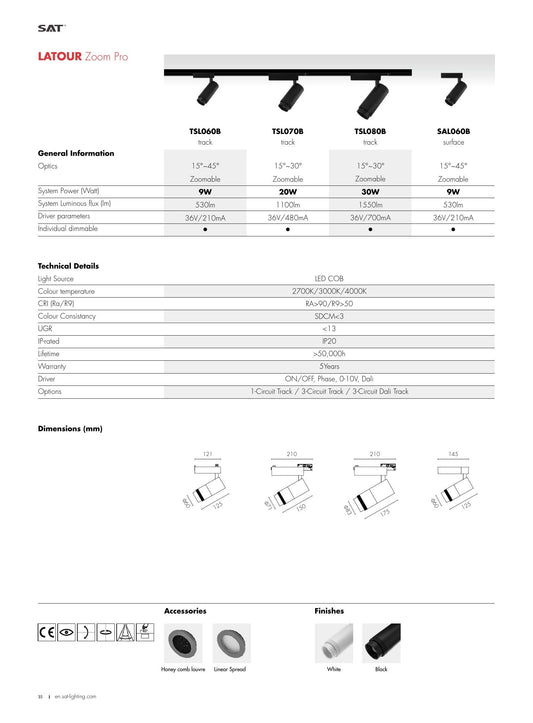 Latour Zoom Pro Surface 9W - SAT Lighting